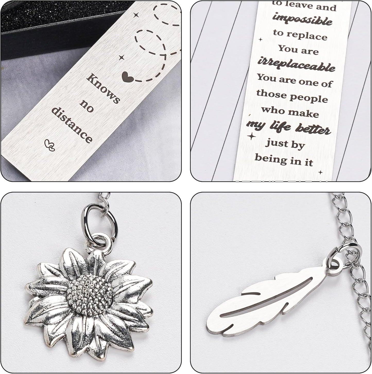 Best Friend Bookmark Gifts for Women - Metal Friendship Book Marks with Sunflower Charm, Long Distance BFF Present for Book Lovers Birthday Graduation Christmas Keepsake