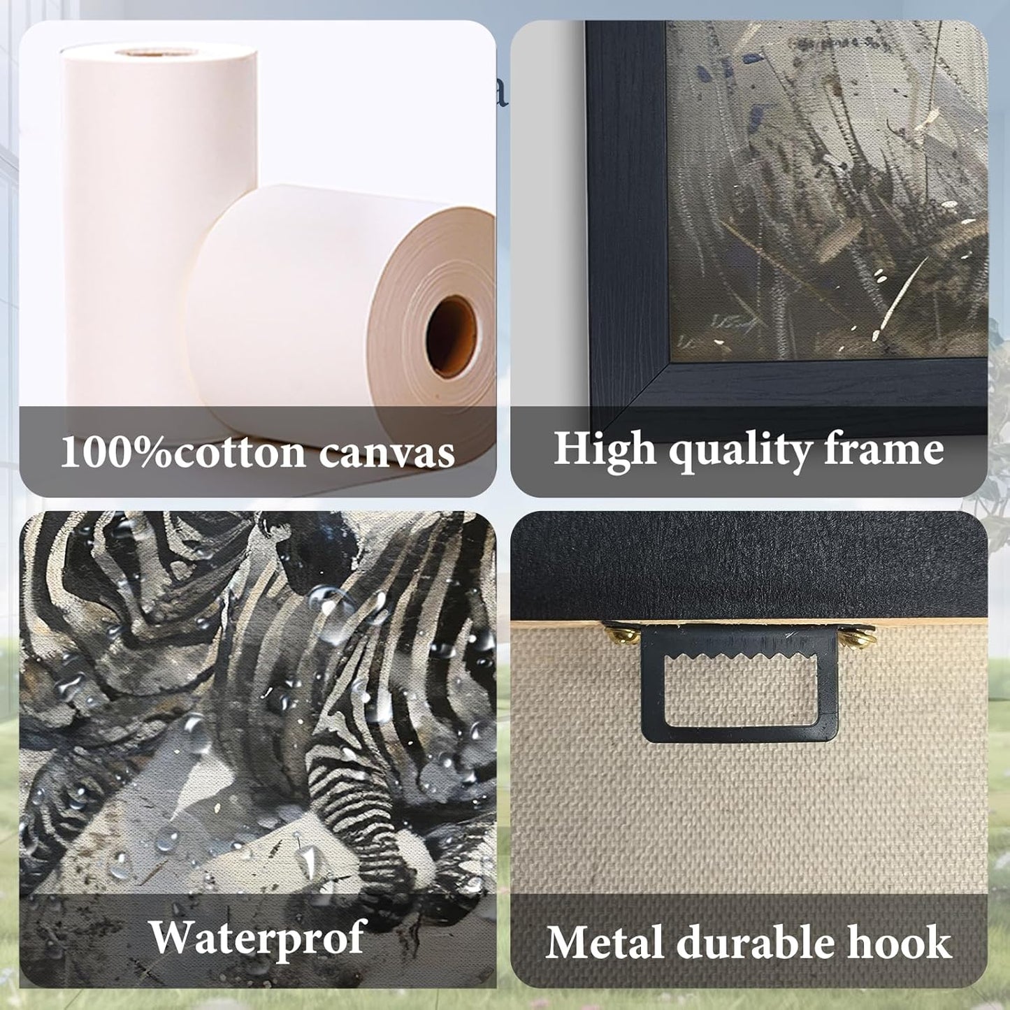 Large Country Zebra Framed Wall Art for Living Room African Zebra Pictures Canvas Wall Decor Print Painting Artwork Modern Home Decorations for Bedroom Office 36x24 inch