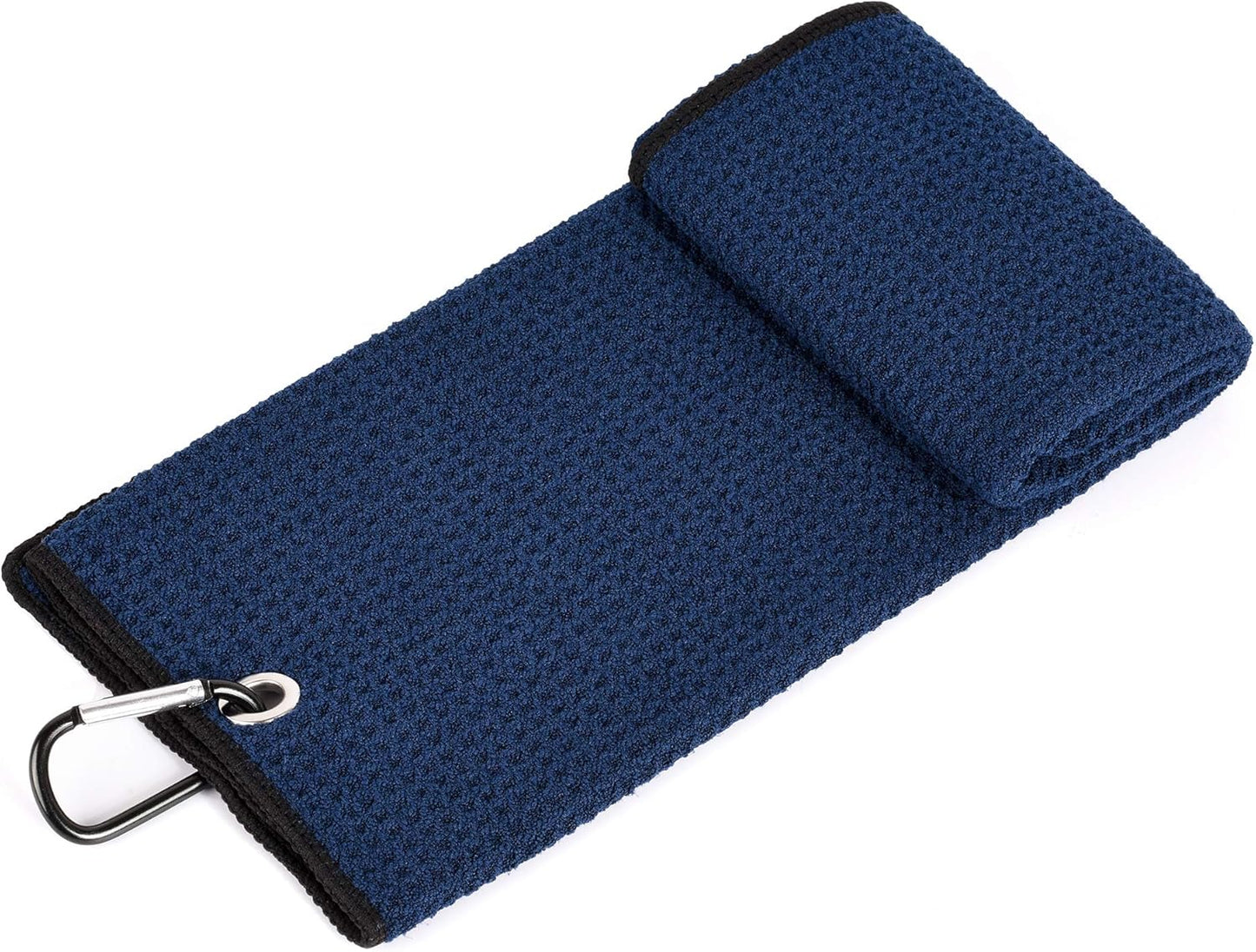 Mile High Life Microfiber Waffle Pattern Golf Towel | Club Groove Cleaner Brush | Foldable Divot Tool with Magnetic Ball Marker (Navy Towel/Brush/Bone Divot)