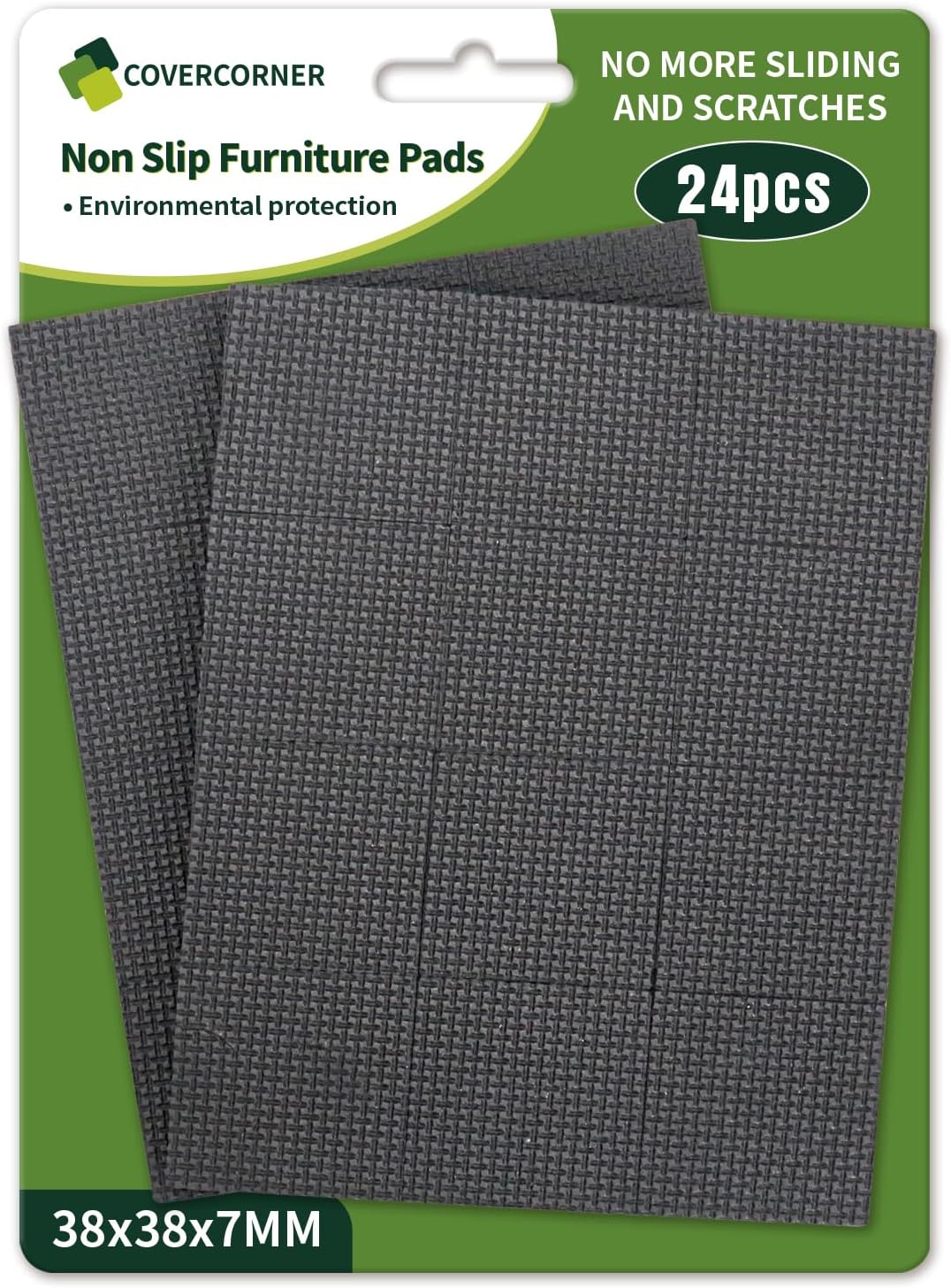 Non Slip Furniture Pads 24 PCS 1 1/2'' Square - Anti Slip Furniture Pads - Self Adhesive Rubber Feet Furniture Feet - Chair Leg Floor Protectors - Keep Furniture in Place