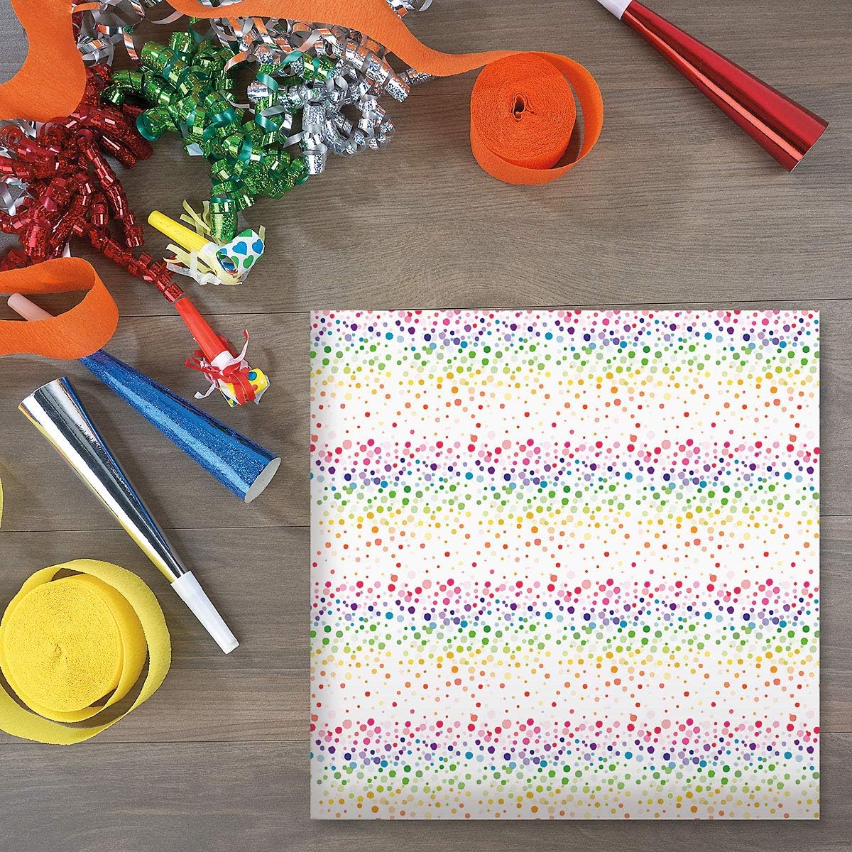 Current Birthday Confetti Stripes Jumbo Gift Wrap Roll – 23 Inches x 32 Feet (61 Square Feet Total), Peek-Proof, For Birthdays, Graduations, Baby Showers and More