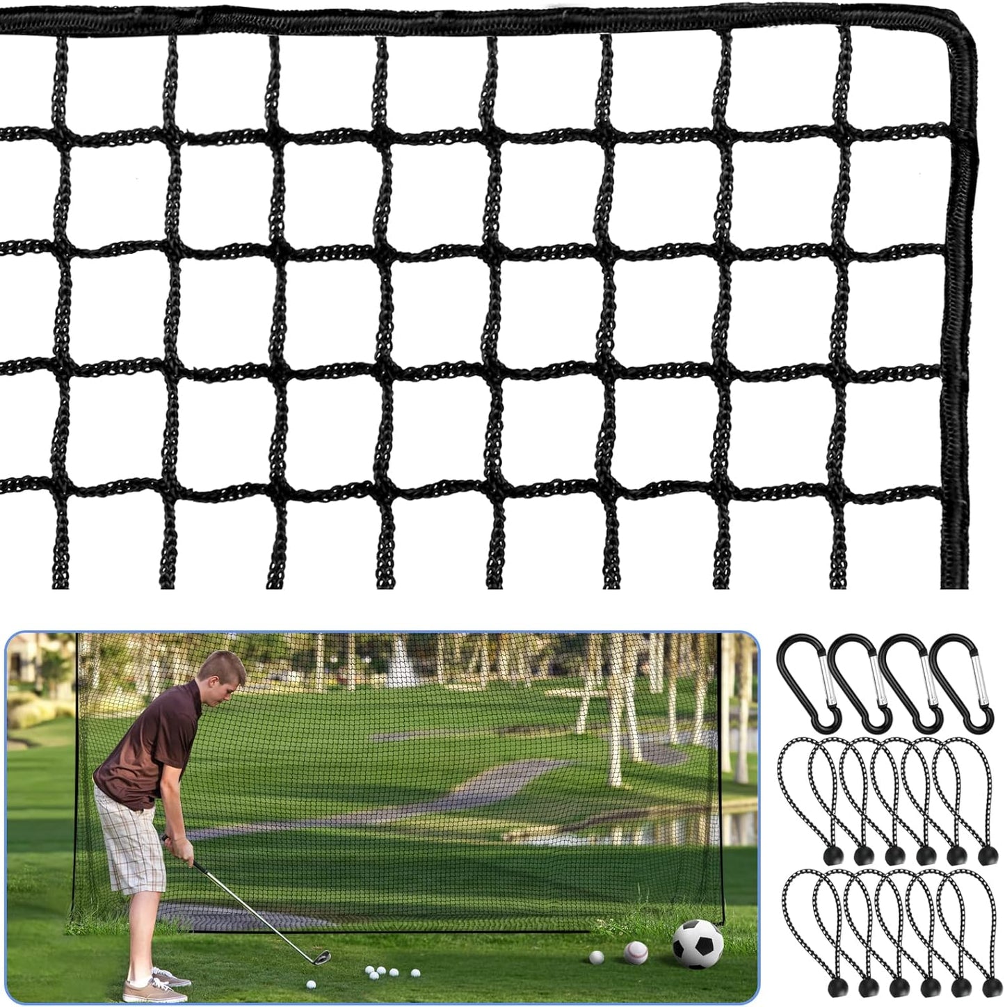 Golf Net,10Ft,15Ft,20Ft,25Ft, 30Ft, 40Ft Golf Practice Net,Sports Practice Barrier Net, Heavy Duty Ball Netting Golf Hitting Net, DIY Ball Net,Baseball Net Hockey Net and Chipping Net
