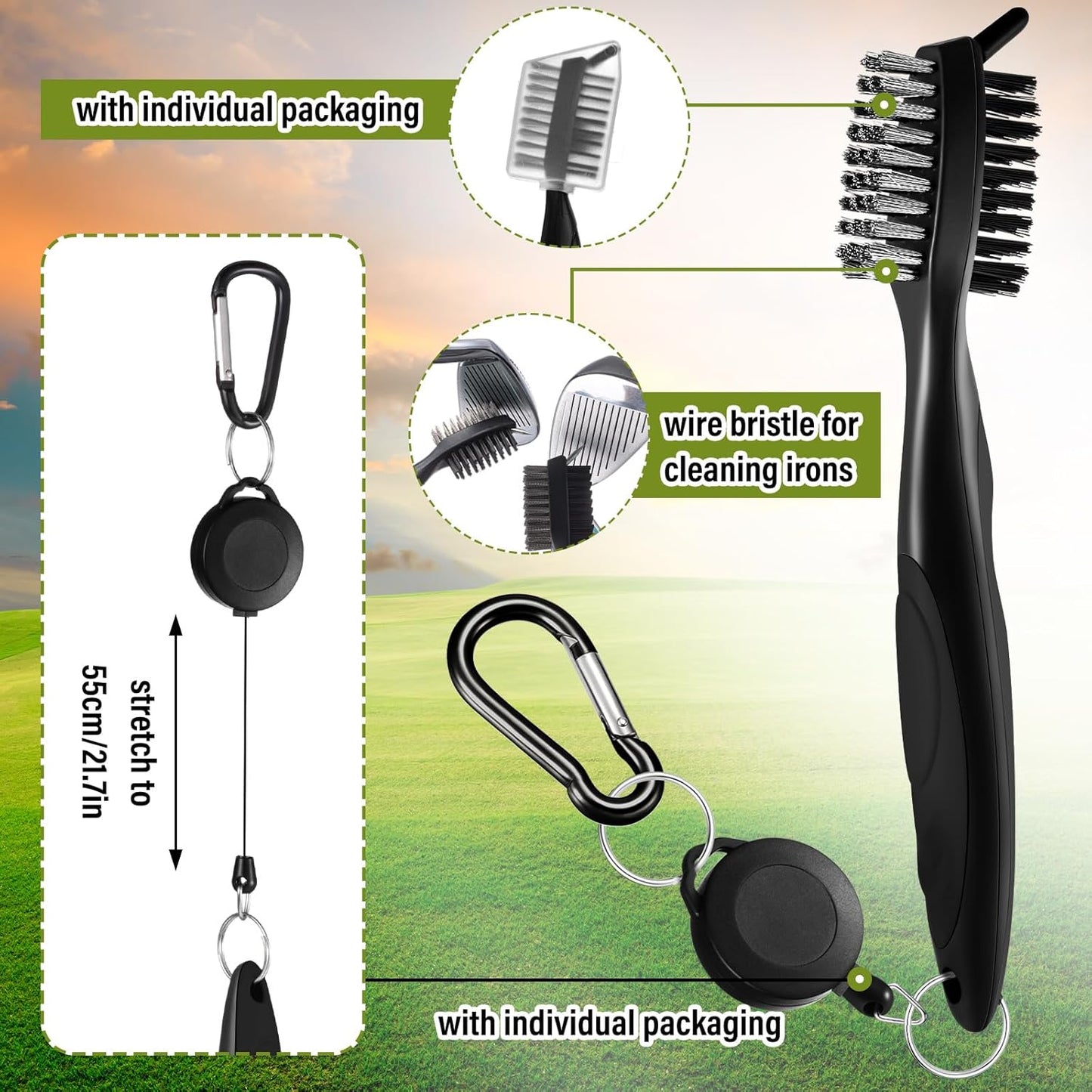 Liliful 12 Pcs Golf Accessories Kit, Include Golf Ball Bag with Hook Towel Tees Magnetic Ball Marker Divot Tool Cleaner Brush for Women Man Gifts