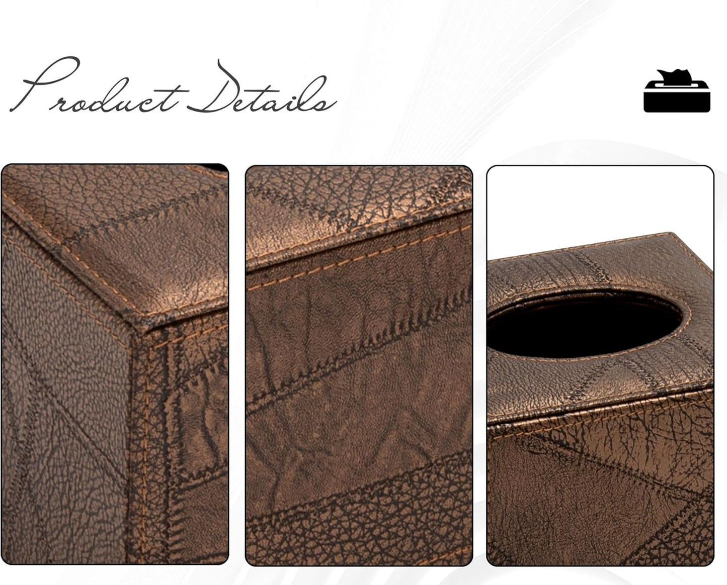 Tissue Box Cover Square Tissue Box Holder for Bathroom (Retro Brown)