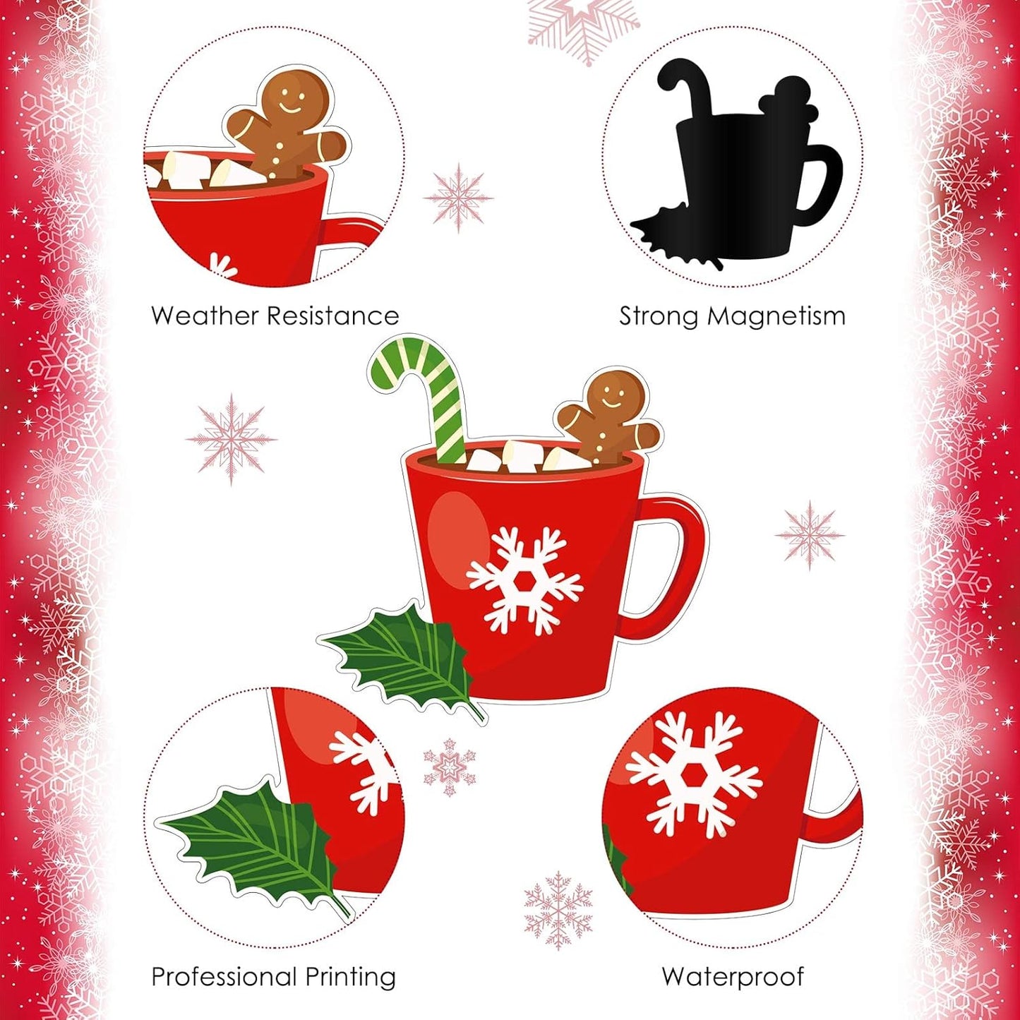 12 Pieces Christmas Refrigerator Magnets Christmas Gnomes Tree Snowflake Magnets Winter Holiday for Locker Fridge Home Decor (Snowflake Style)