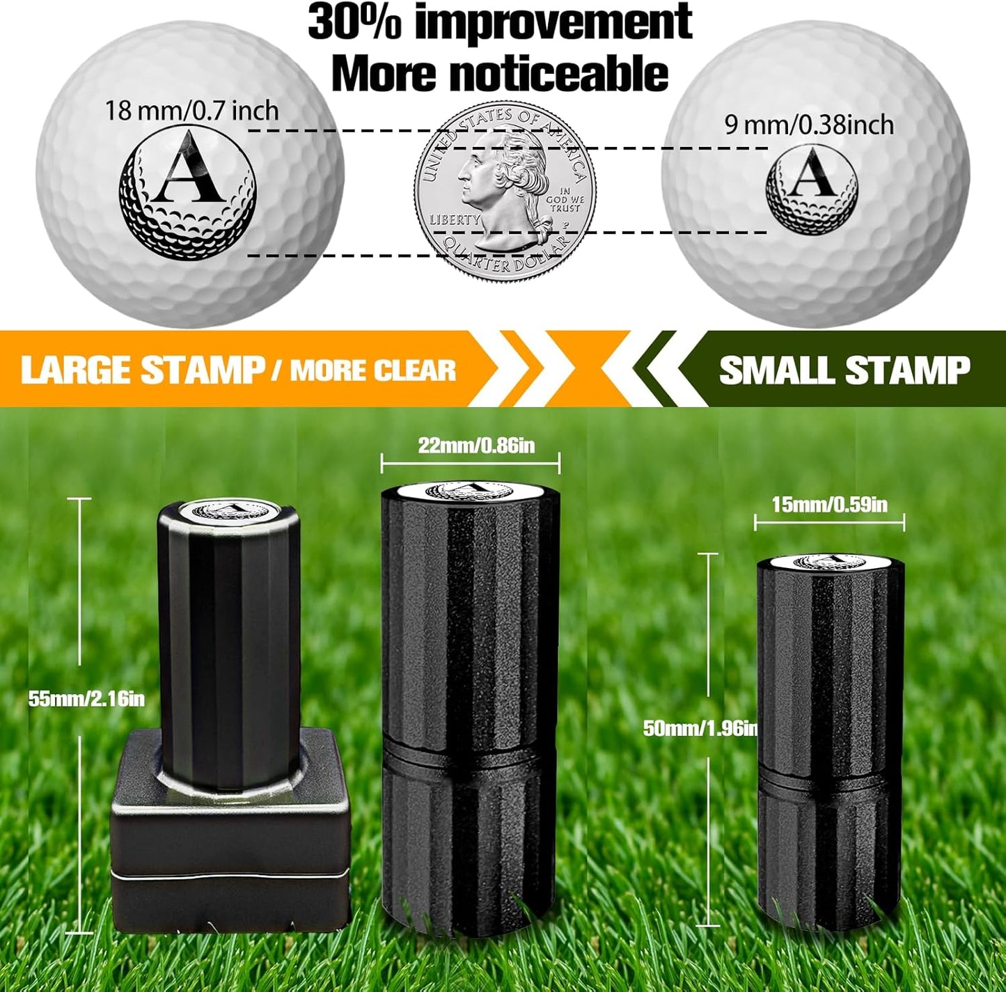 ONFAON Custom Golf Ball Stamp, Personalized Name Golf Ball Marker Stamp with Monogram Logo, Reusable Inking Customized Golf Stamper Accessories Gifts for Golfers