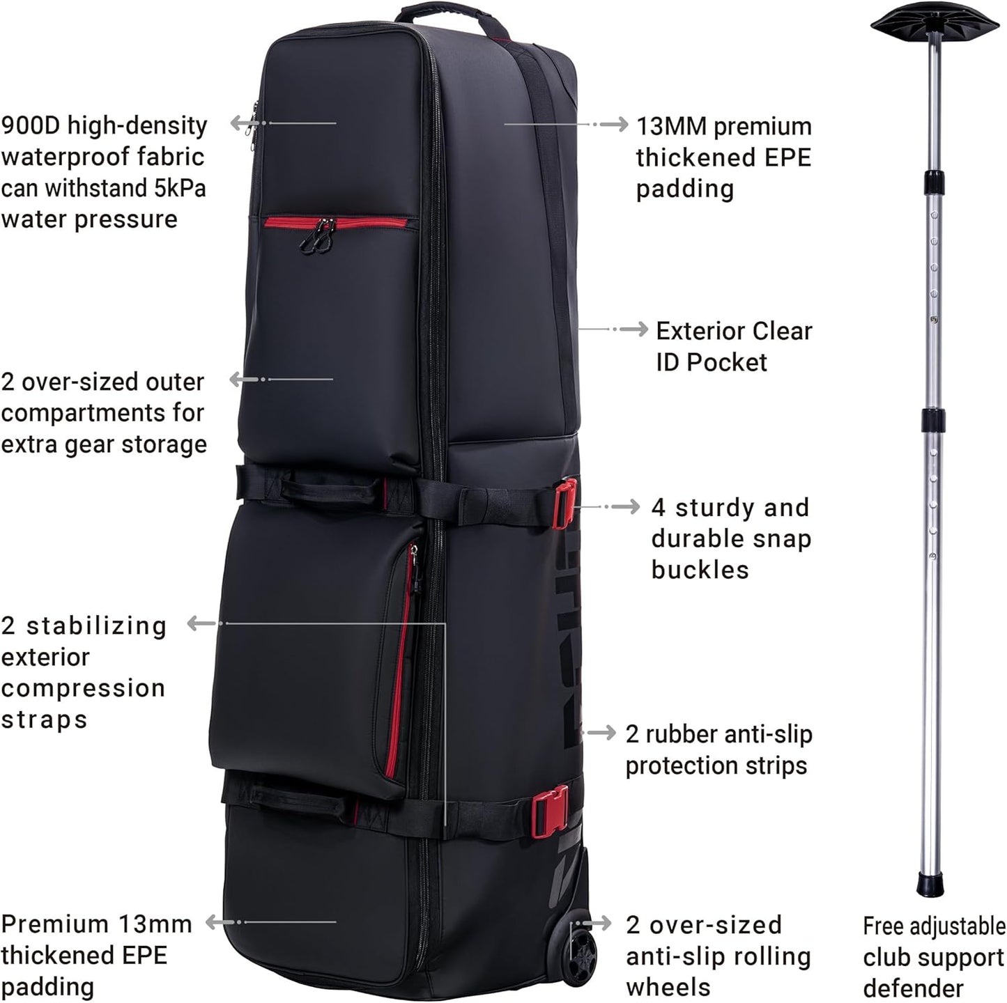 ASK ECHO LOCKLINK Roller Outdoors Golf Travel Bag Soft-Sided with Wheels/Black