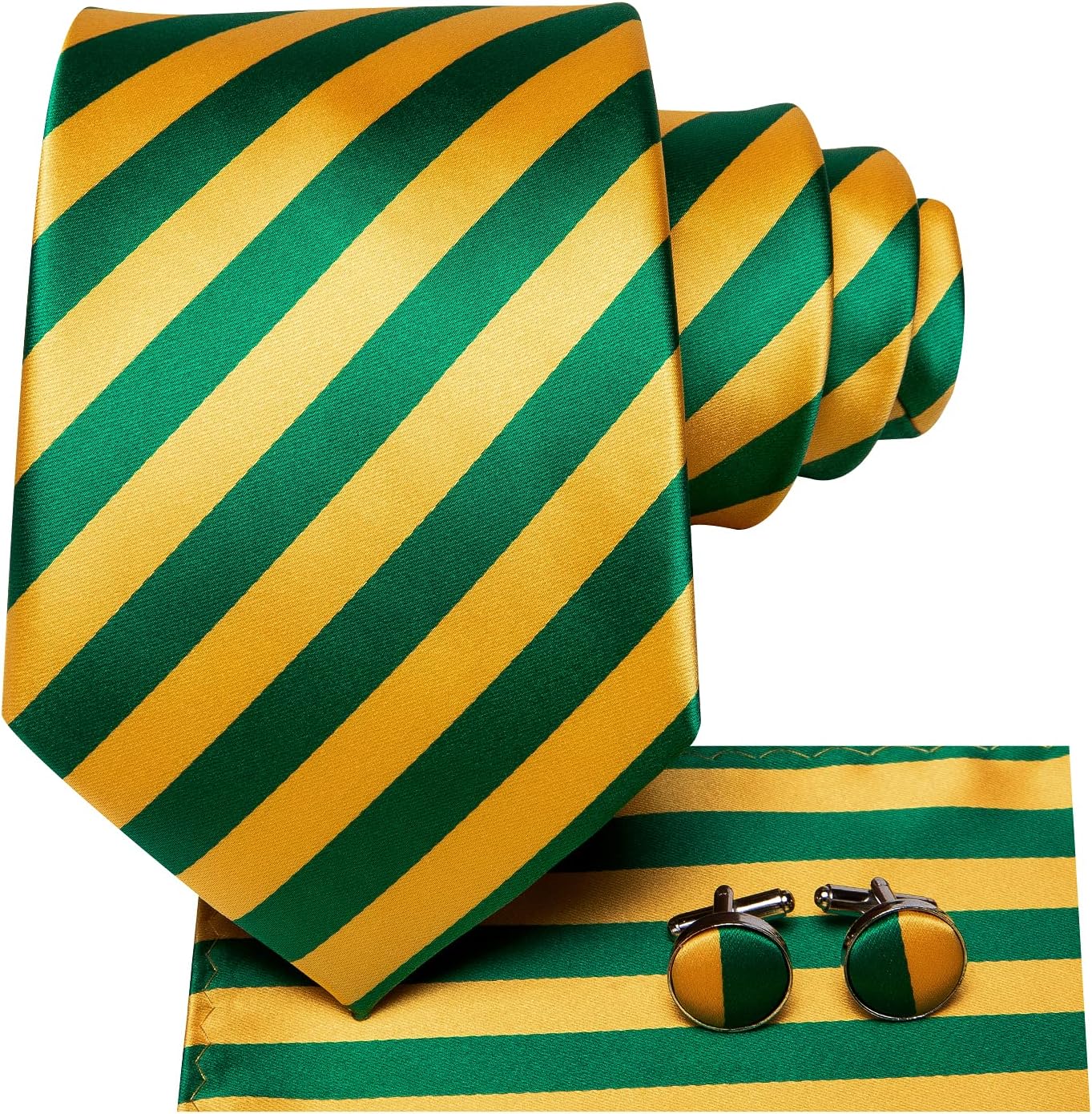 Dubulle Mens Paisley Striped Tie WOVEN Necktie for Men and Handkerchief Cufflinks Set Wedding Formal Business