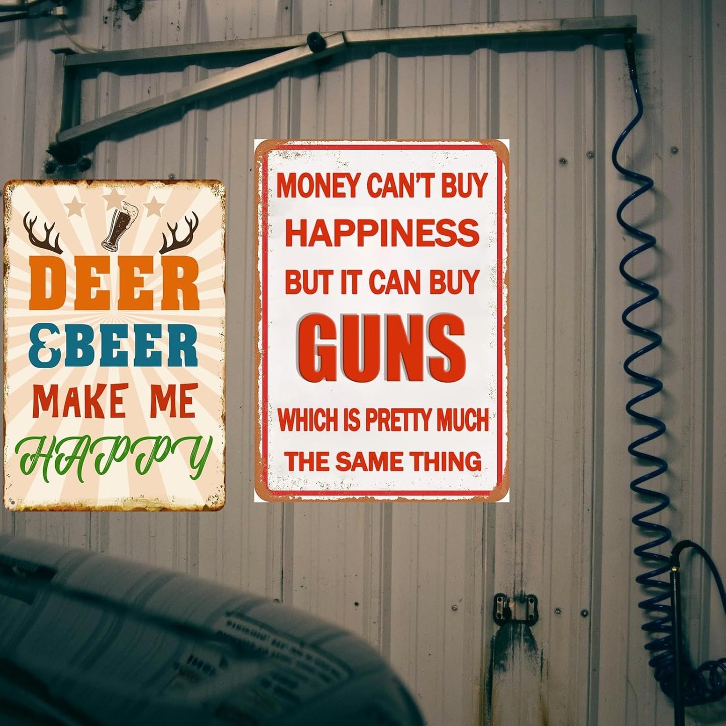 Funny Tin Signs Gun Stuff Accessories For Men Man Cave Decor Man Cave Gifts For Men Hunting Gifts For Room Accessories Money Can't Buy Happiness But It Can Buy Guns 12 X 8 Inches