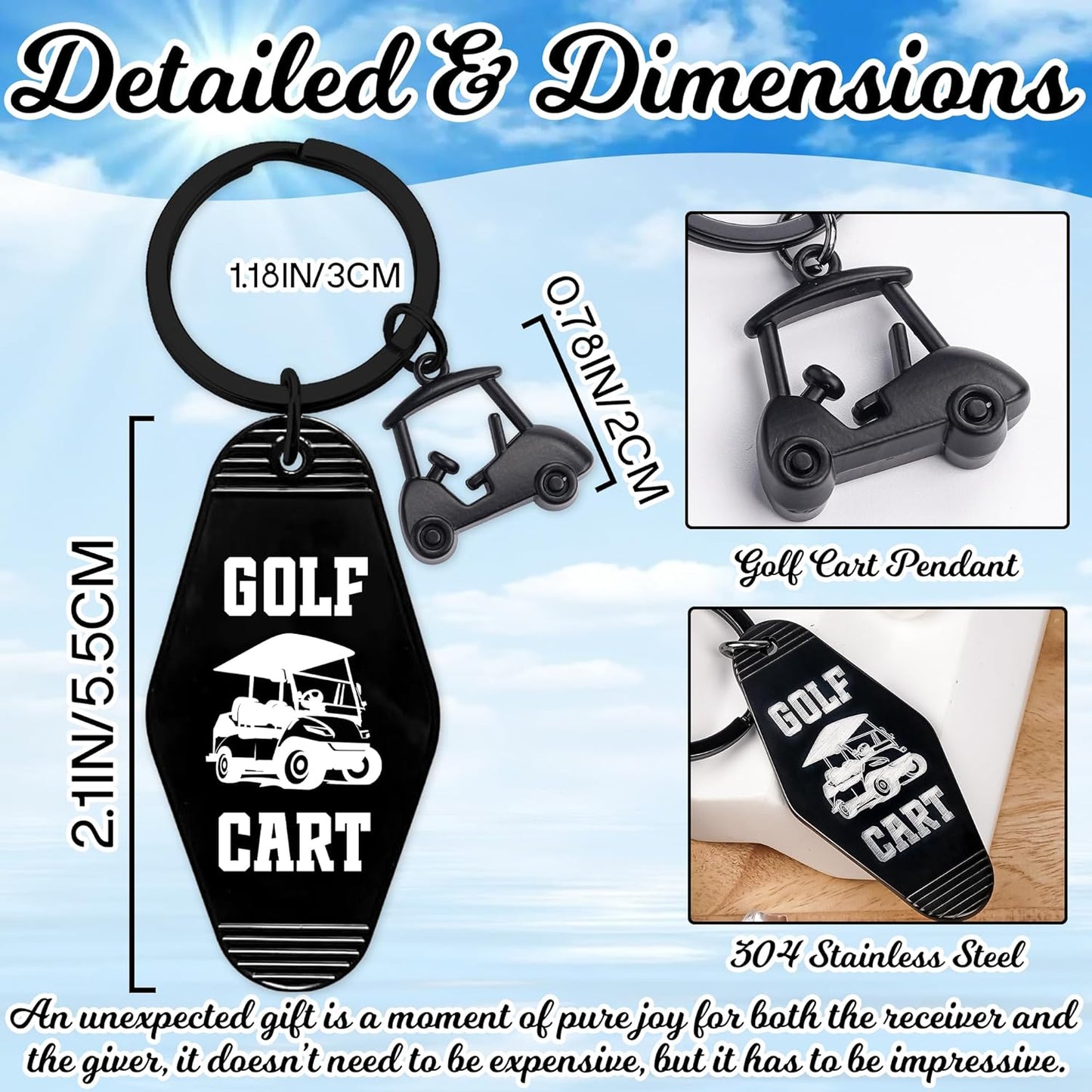 Golf Cart Keychain for Women Men - Keys To The Golf Cart Accessories Retro Metal Keychains for Golf Lovers Players