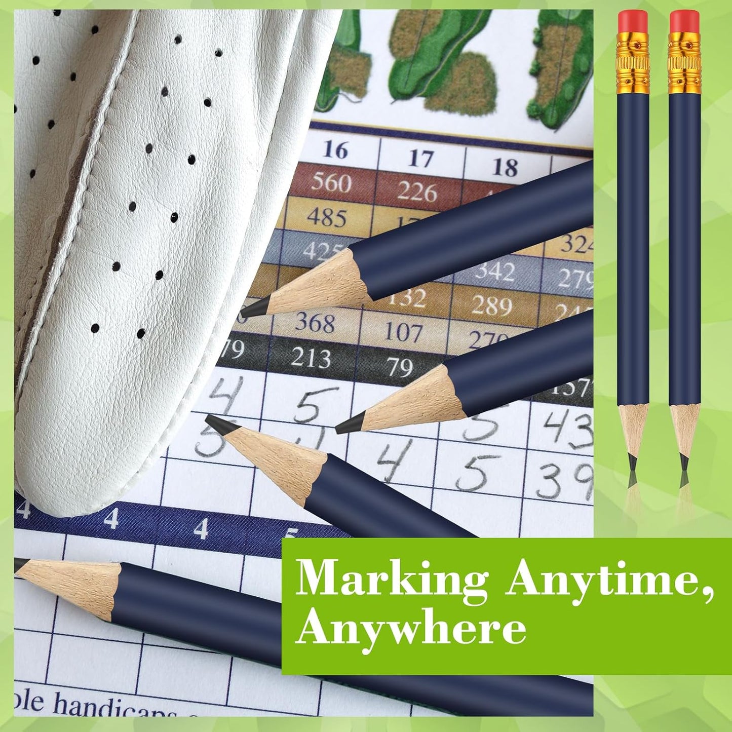 50 Pcs 4 Inch Mini Golf Pencils with Erasers Bulk Pack of Wooden Pencils for Parties Weddings School and Offices (Blue)