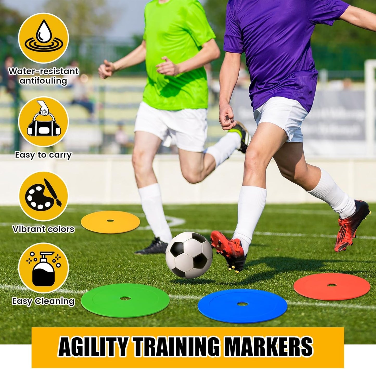 6 inch Flat Cones Spot Markers Non-Skid Floor Hole Soccer Cones Field Court Spot Markers Flat Discs Soccer Training Equipment for Football Sports Speed Agility Practice
