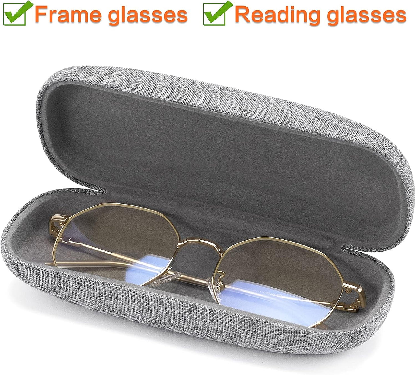Vemiss Hard Shell Eyeglasses Cases, Linen Fabrics Protector Sunglasses Case, Large Glasses Case