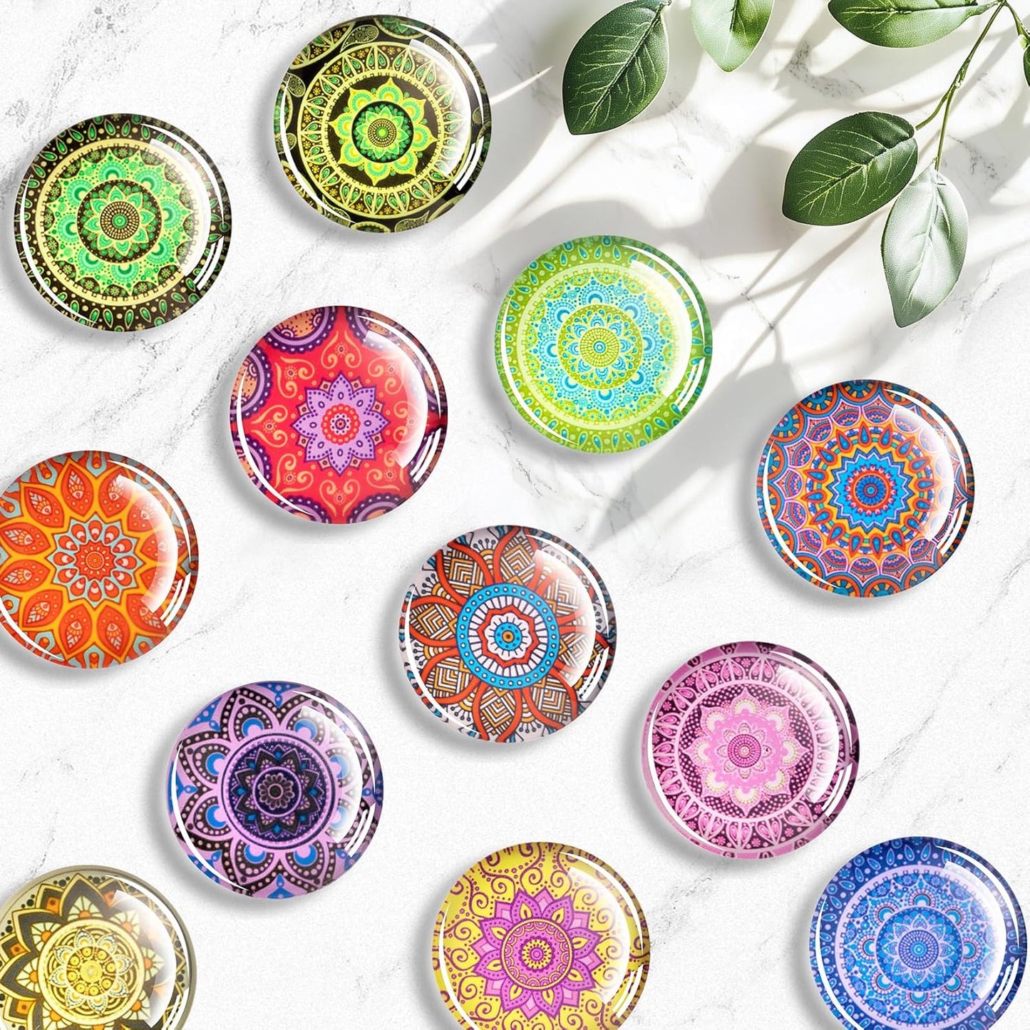 FINDMAG 12 Pcs Glass Fridge Magnets, Cute Fridge Magnet Sticker, Small Magnets for Office, Photo, Cabinet, Locker Accessories and Whiteboard