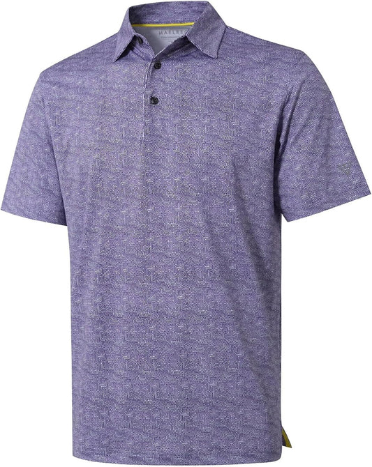 Golf Shirts for Men Dry Fit Short Sleeve Print Performance Moisture Wicking Polo Shirt