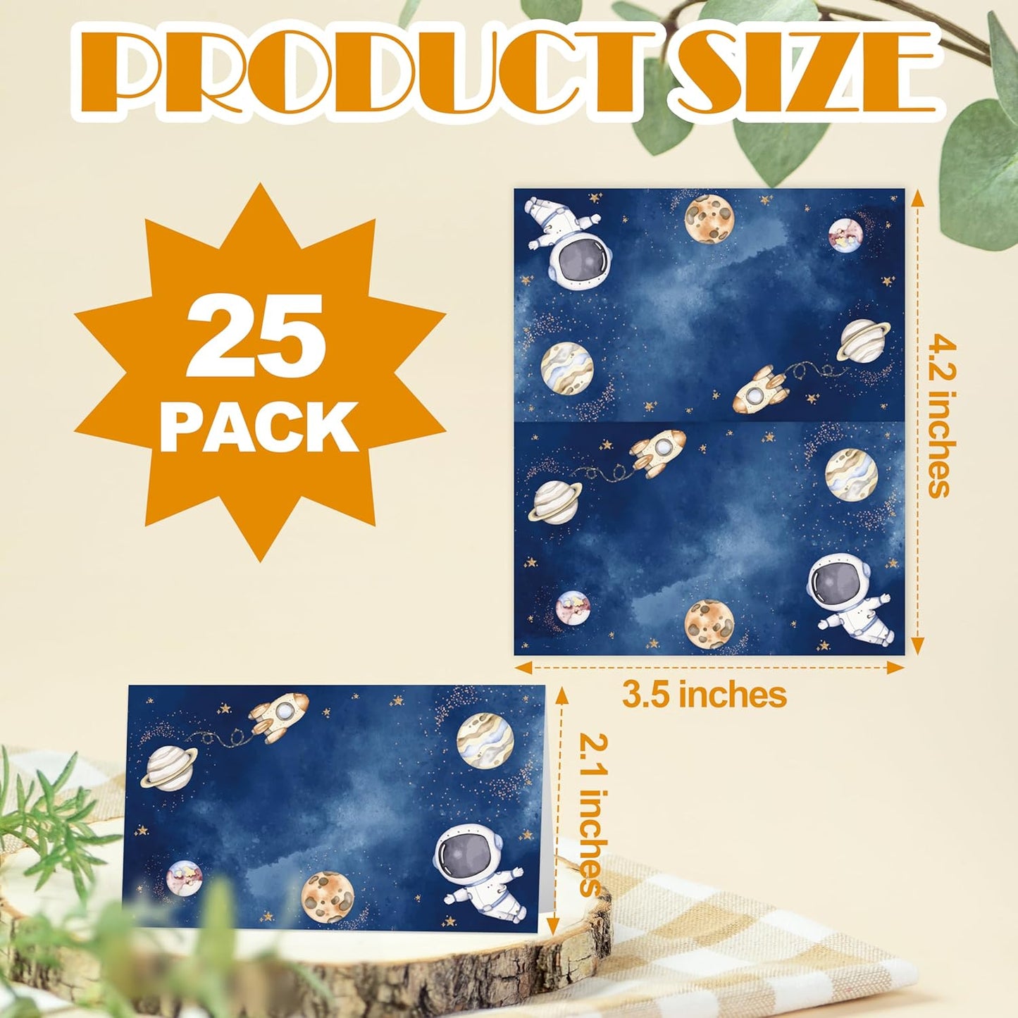 Outer Space Place Cards, Astronaut Party Table Place Cards For Table Setting, Planets Rocket Name Cards For Birthday Party Baby Shower Dinner Wedding, 25 Cards Included -10