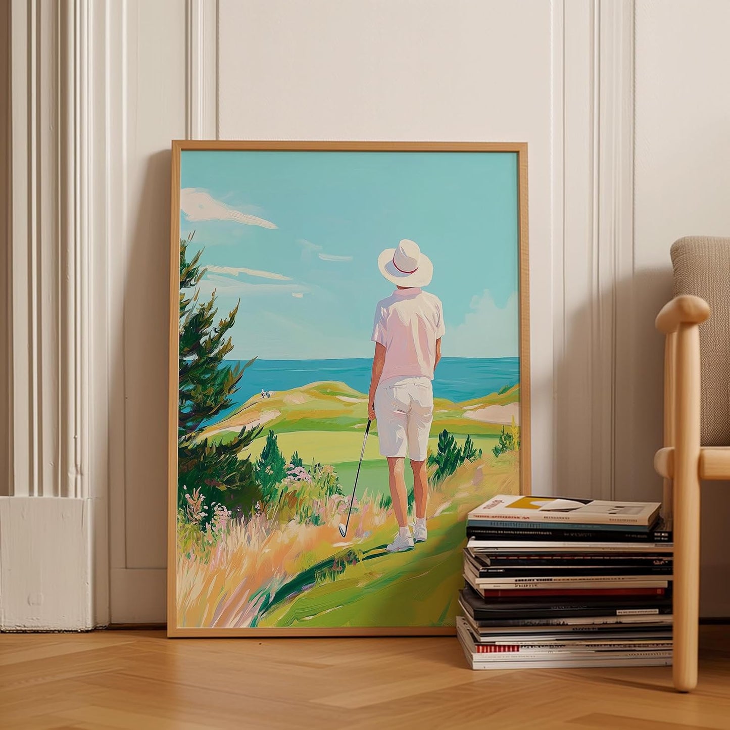 Golf Course Floral Pastel Art Print Posters - Premium Giclee Fine Art Prints - Golf Course Home Decor Posters, Golfer Art Prints for Home and Office Decor - Vintage Aesthetic, Ready to Frame