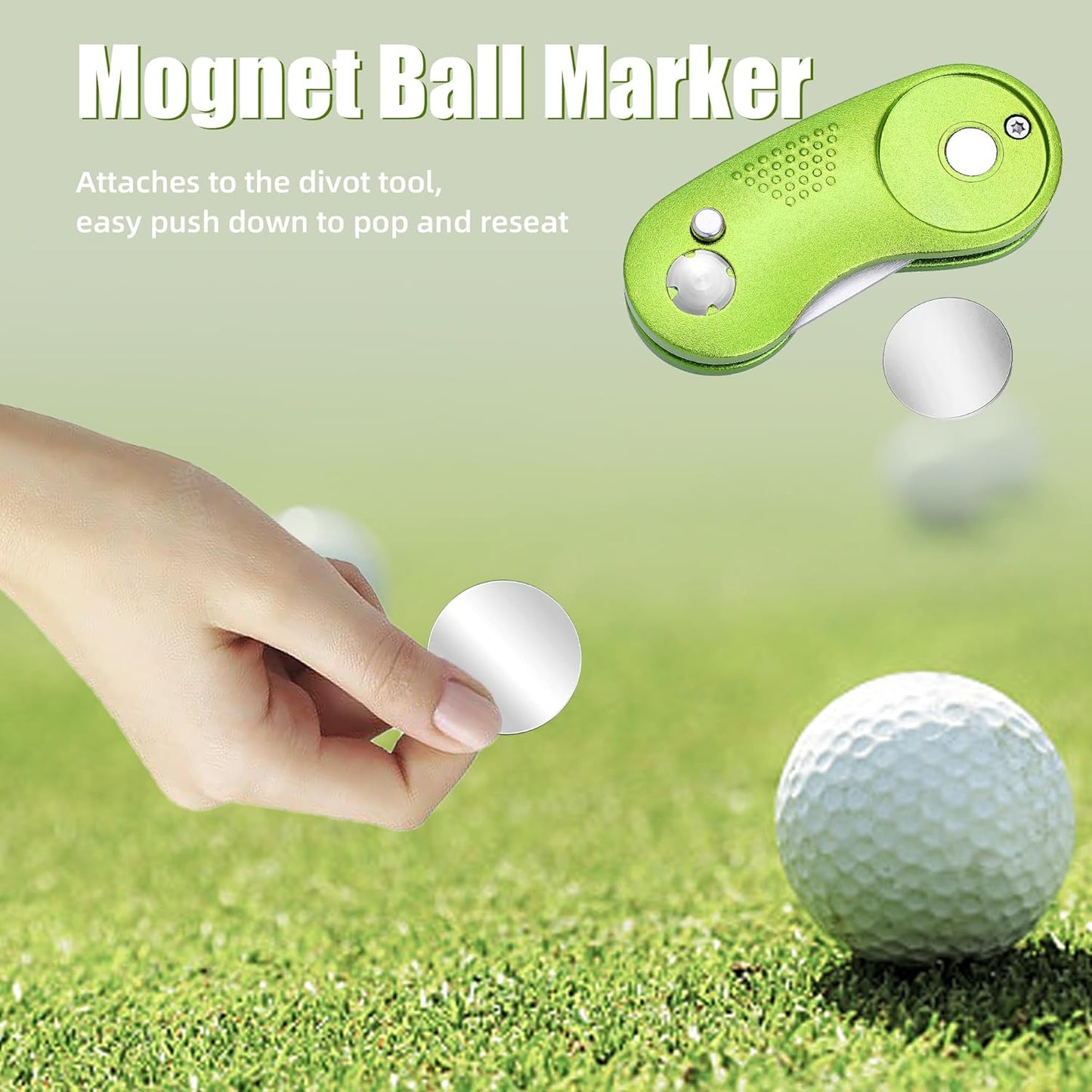 Mile High Life Golf Divot Repair Tool, All Metal Foldable Divot Tool with Pop-up Button & Magnetic Ball Marker