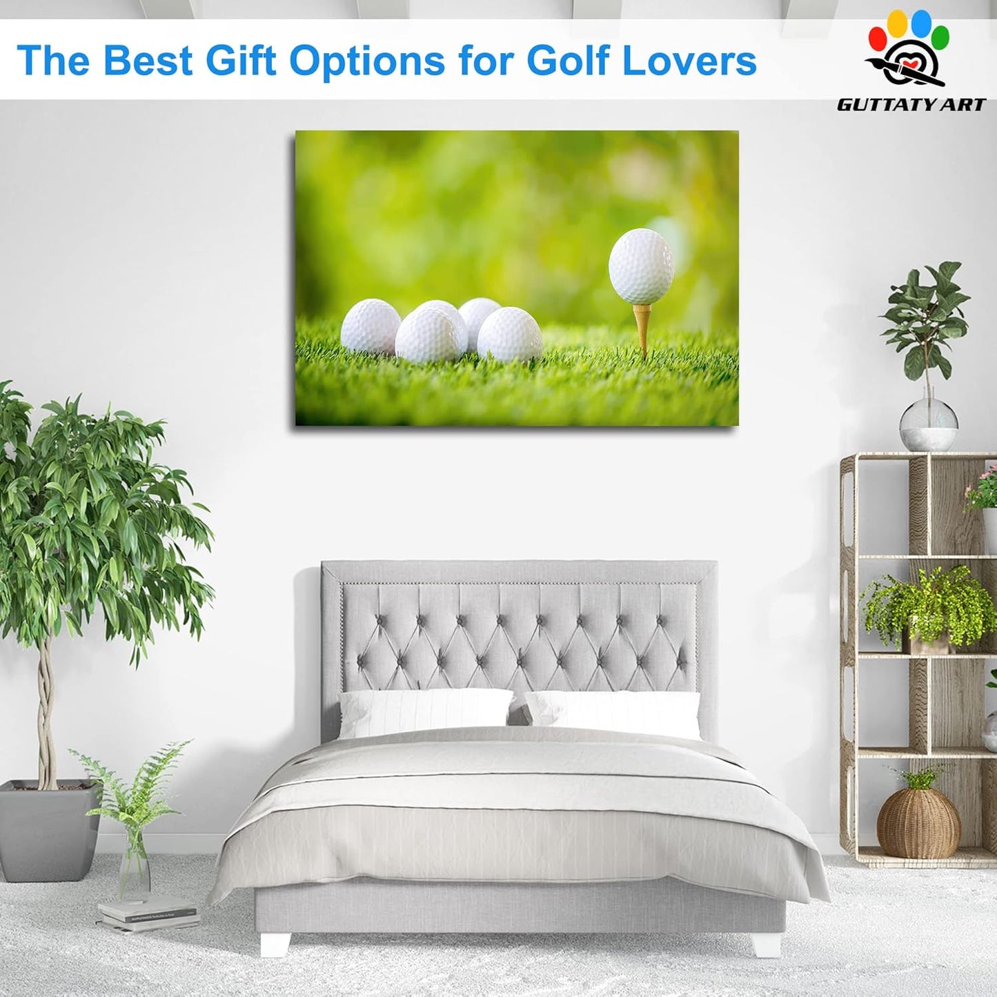 Canvas Wall Art, Golf Wall Art Painting Prints for Living Room Wall Decor, Golf Balls Close Up Detail Poster Picture for Bedroom Decor, Framed Artwork for Office Home Decoration 32x48 Inches