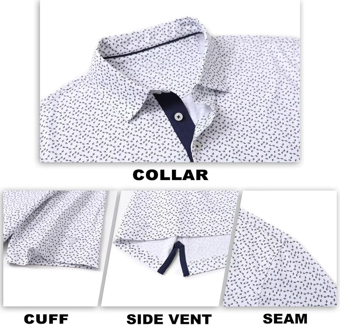 M MAELREG Mens Golf Shirt Short Sleeve Dry Fit Print Moisture Wicking Performance Patterns Collared Polo Shirt
