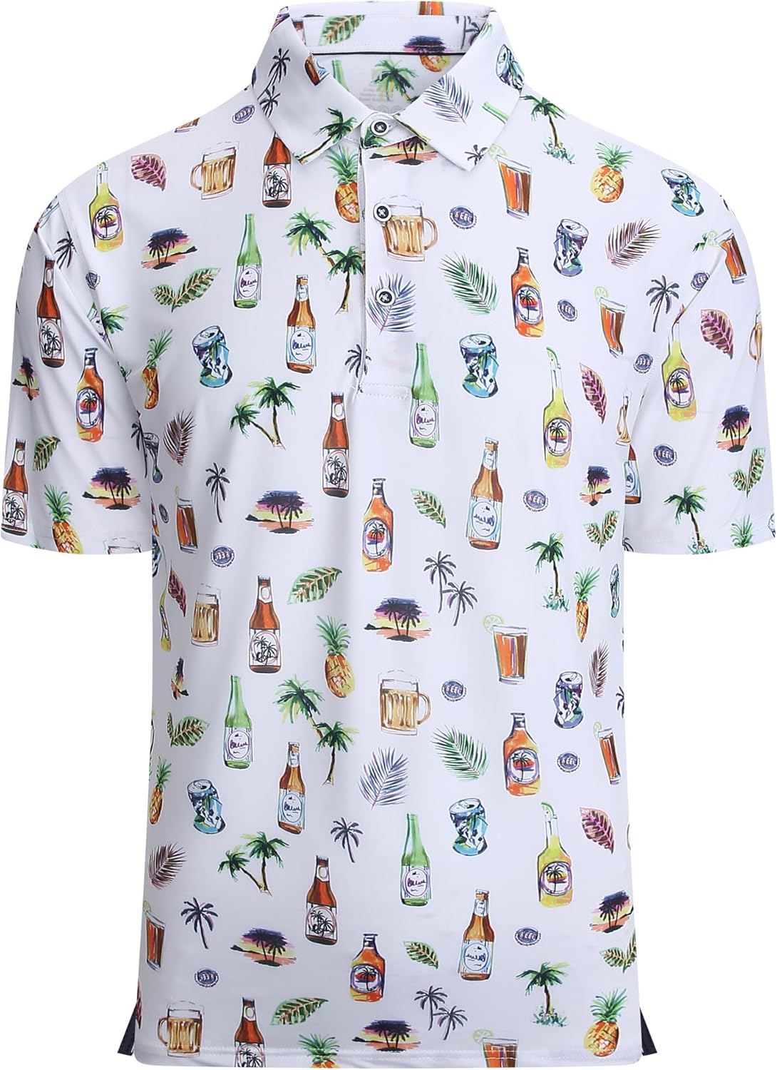 Alex Vando Mens Hawaiian Golf Shirt Moisture Wicking Digital Print Golf Shirts for Men