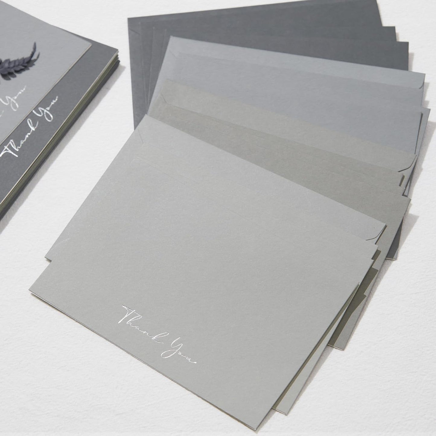 Crisky Gray Thank You Cards with Envelopes & Stickers， 50 Pack Gold Foil Bridal Shower Graduation Thank You Cards Small Business, Wedding Baby Shower Birthday Funeral Notes Bulk
