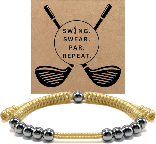 LAMIBEE Premium Golf Stainless Steel 10 Bead Score Counter Bracelet, Golf Stroke Count Bracelet, Resizable Easy Adjust Golf Round Scoring Tracker, Durable Stylish Golf Accessory