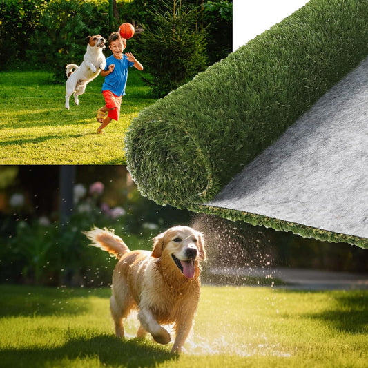 Artificial Grass Turf Rug 3.3 x 6 FT - Realistic Fake Grass Outdoor Carpet with Drainage, 1.2” High Synthetic Lawn Mat for Patio, Balcony, Garden, Pet-Friendly Indoor/Outdoor Use