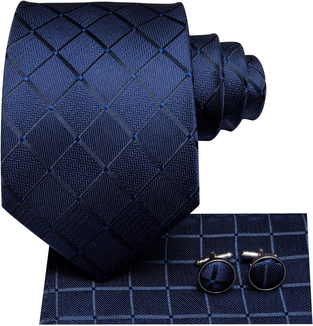 Hi-Tie Men 63inches Tie Set Extra Long Necktie Paisley Tie Pocket Suqare Cufflinks Big and Tall Men Tie