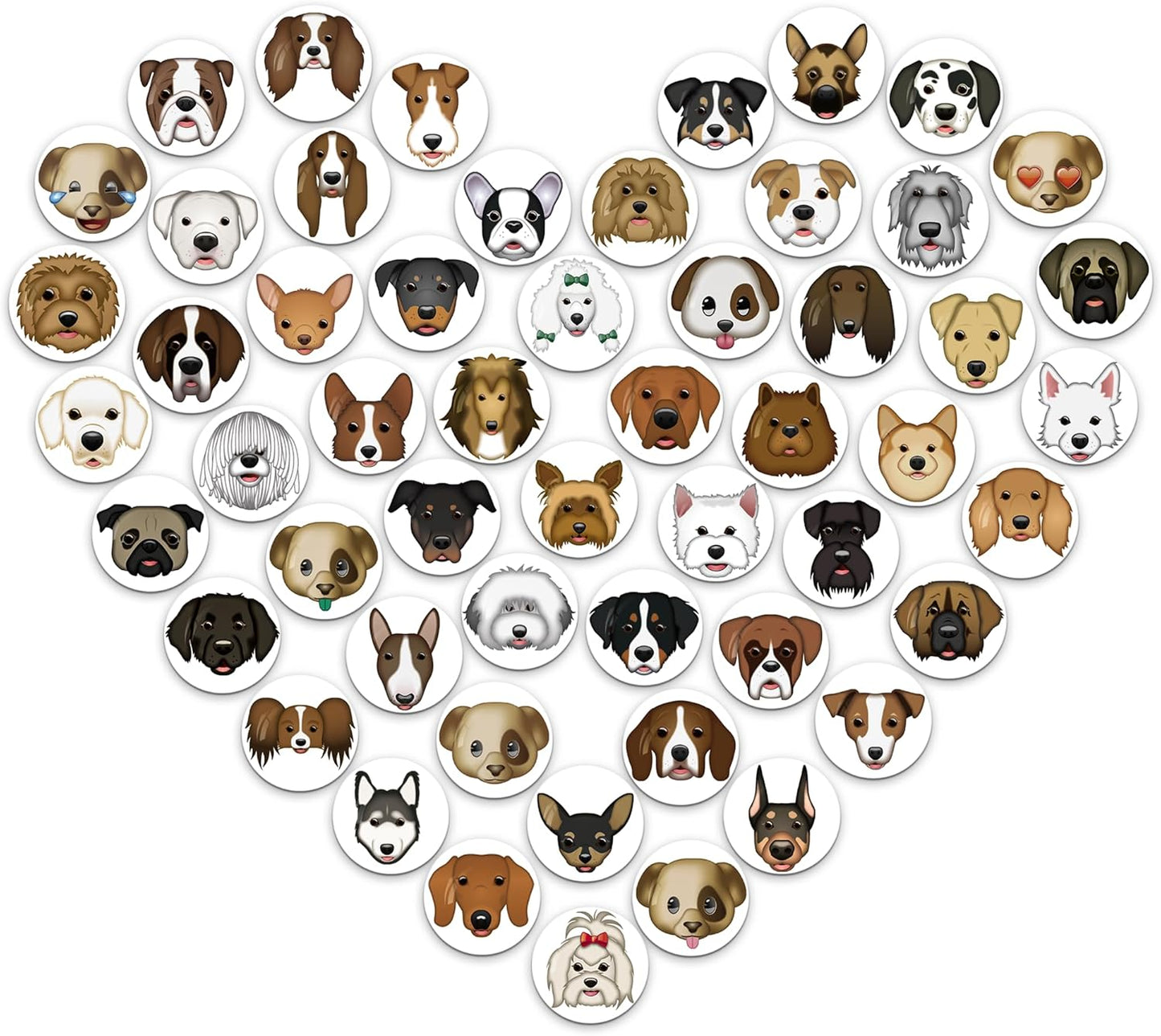 MORCART 54Pcs Emoji Refrigerator Magnets Fridge Magnets for Locker Whiteboard - Cut Dog Magnets Funny Magnets for School Home Kitchen Office Gift for Family and Friend EM-024