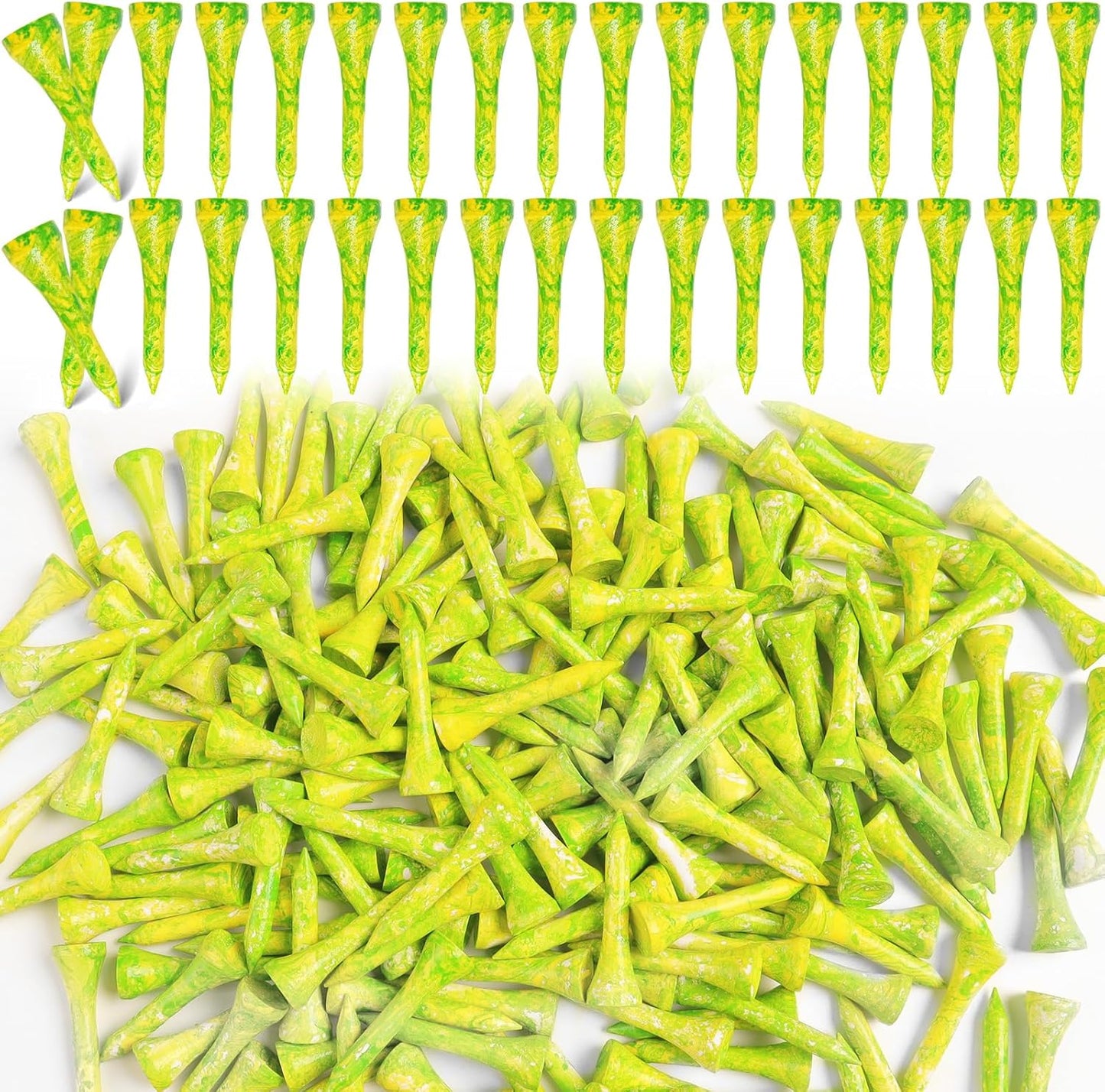 Amy Sport Golf Tees Styllish Bamboo Wooden Coloured Painted Bulk 200 Pack 1 1/2 3 1/4 2 3/4 Inch Tee, Enhanced Visibility Color Purple Pink Green Blue, Practice for Men Women