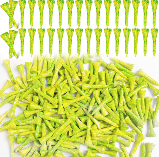 Amy Sport Golf Tees Styllish Bamboo Wooden Coloured Painted Bulk 200 Pack 1 1/2 3 1/4 2 3/4 Inch Tee, Enhanced Visibility Color Purple Pink Green Blue, Practice for Men Women