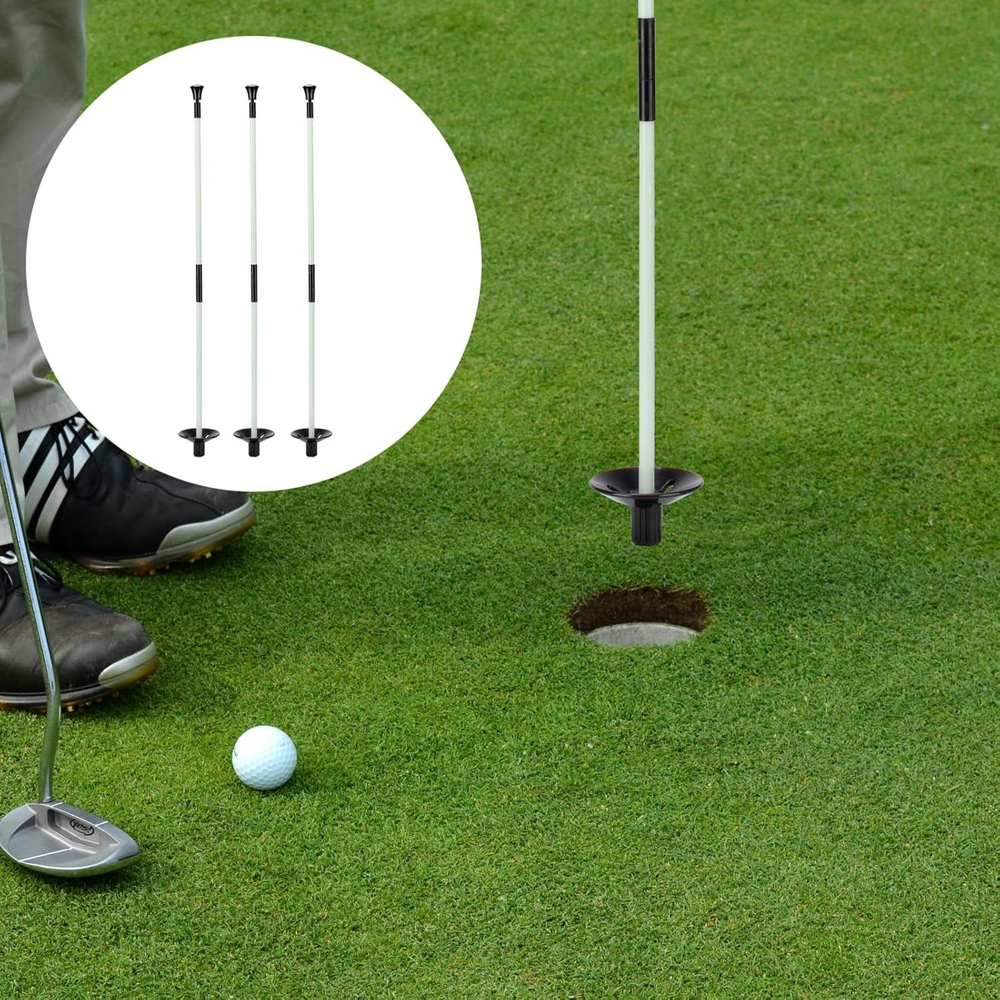 Golf Flagstick, Golf Pole Pin Flagpole Portable Detachable Design, Practice Putting Green Flag Stick for Yard Club, Backyard GolfCourse 3FT Heights Available, 1 Pack (1, Medium)