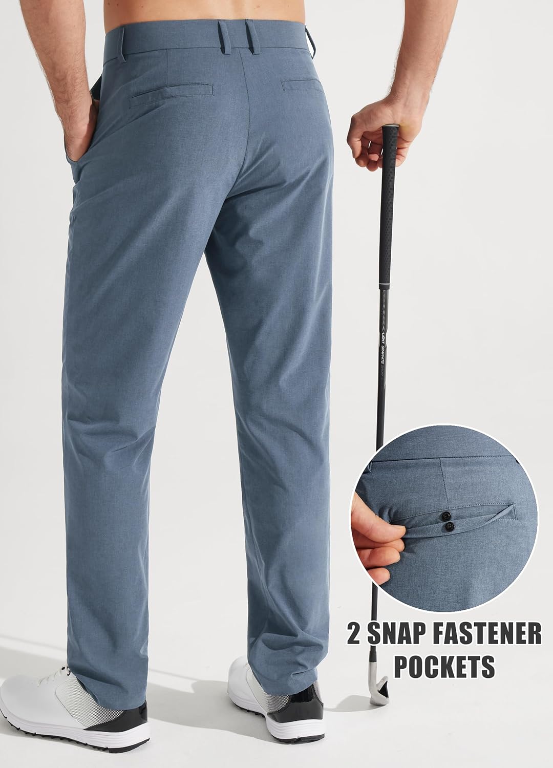 Libin Mens Golf Pants Stretch Work Dress Pants 30"/32"/34" Quick Dry Lightweight Casual Comfy Trousers with Pockets