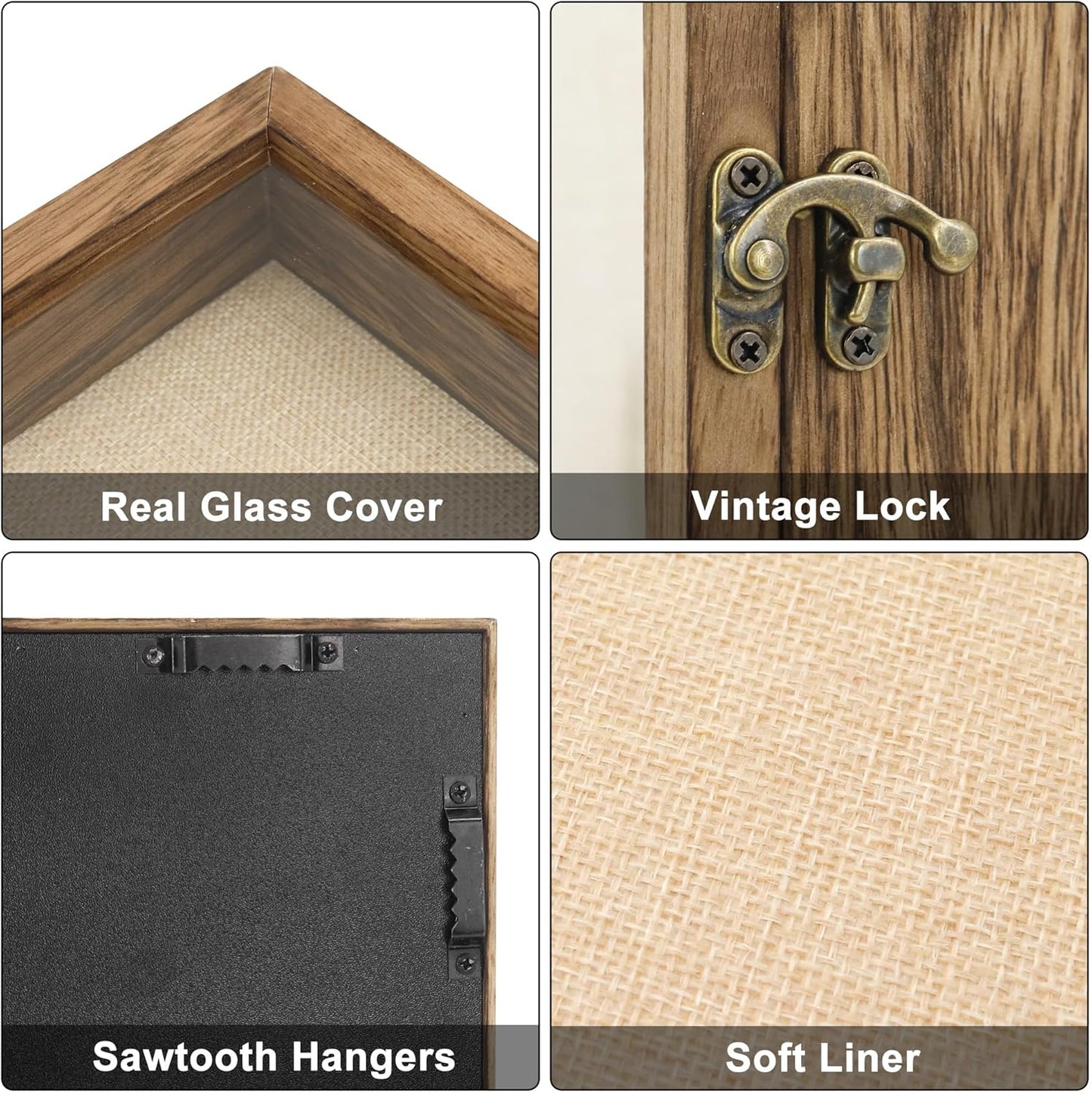 GraduatePro Shadow Box Frame 16x20 Display Case with Linen Back, Real Glass Window Door with Hinge, Picture Frame Wedding Bouquet Memorabilia Medals Photos Memory Box for Keepsakes, Carbonized Brown