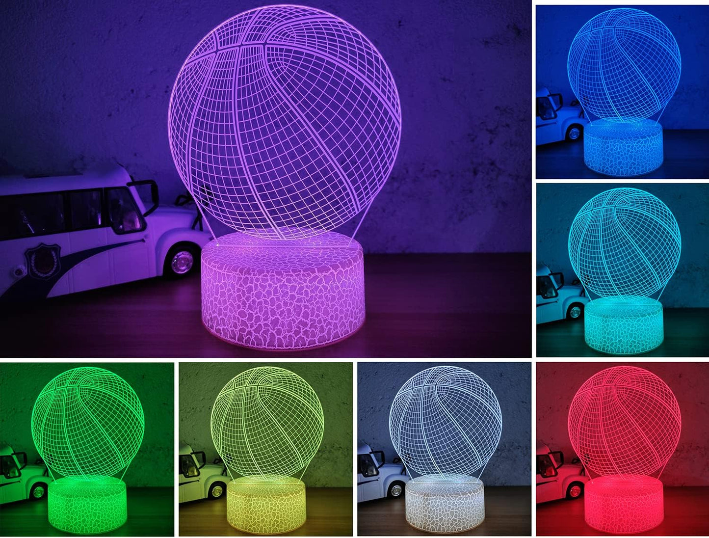 i-CHONY Basketball 3D Illusion Night Light Lamp,16 Colors Dimmable Basketball 3D Led Light,with Remote & Smart Touch,Basket Ball Gifts for Adults Teens Boys Girls Kids Birthday Christmas