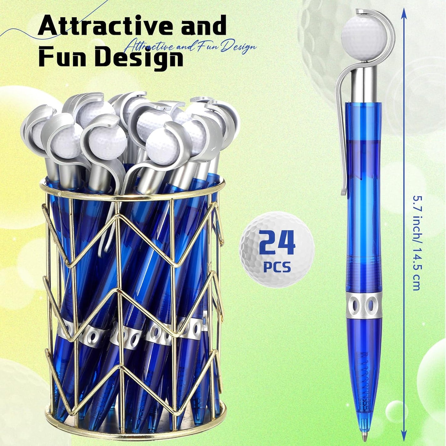 Zhanmai 24 Pcs Golf Ball Pen Sports Ballpoint Pens Golf Pens Golf Party Favors Cool Writing Pen for Stationery School(Blue)