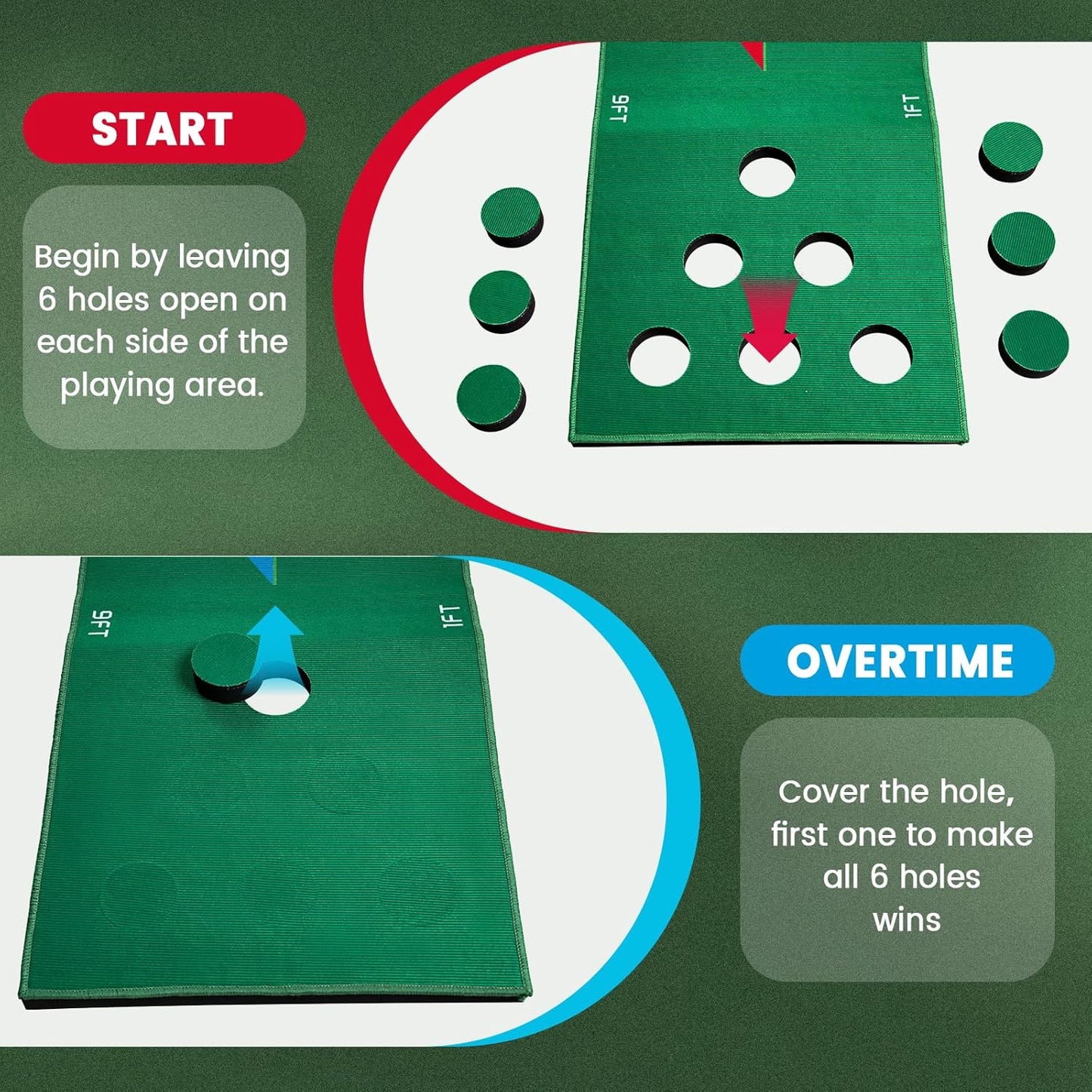 Golf Putting Game Putting Green Golf Putting Mat Indoor Outdoor Pratice Golf Game Set for Office Backyard Party