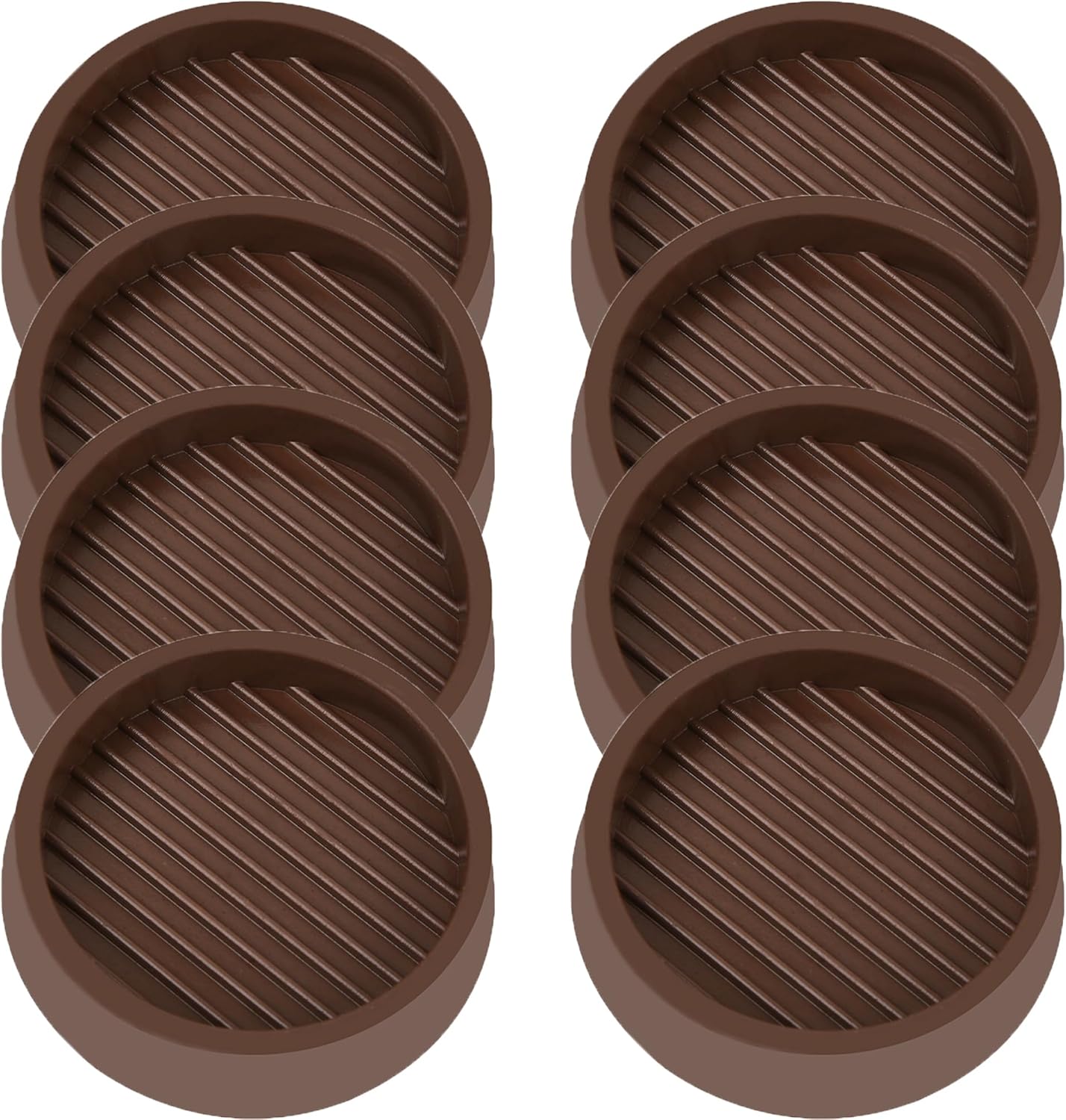 4X4 Round Rubber Caster Cups, Non Slip Furniture Pads, Anti-Slip Gripper, Anti Skid Furniture Feet, Anti Slide Floor Protector for Bed Couch Table Chair Stoppers (Brown, 8 Pack)