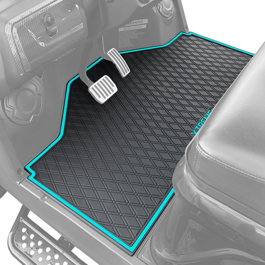 Xtreme MATS Evolution D5 Golf Cart Floor Mat Set - Rubber Double Diamond Design - Fits DMAX, GT 4 & 6, D5 2+2 Evolution Maverick and Ranger Trims (Sky Blue Trim, D5 Front Row Only)