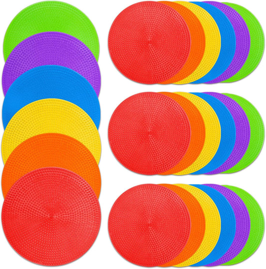 Poly Spot Markers 9 inch Non-Slip Rubber Agility Training Markers Floor Dots Flat Field Cones for Football, Soccer, Basketball, School Exercise Drills, Dance Practice