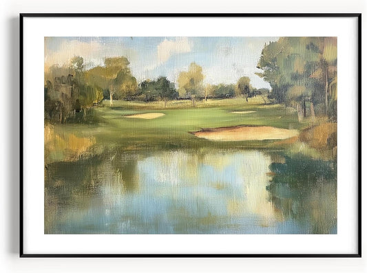 Vintage Golf Course Premium Giclee Fine Art Prints - Antique Style Golf Course Painting Posters, Golf Wall Art, Aesthetic Golfing Poster for Home Office Decor, Ready to Frame