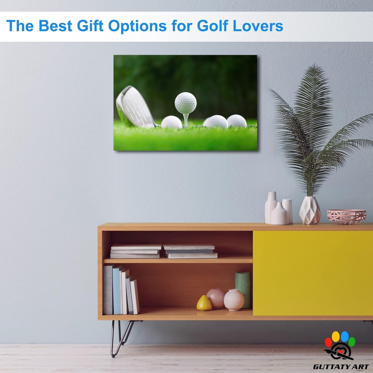 GUTTATY Golf Wall Art, Golf Pictures Posters Canvas Print Wall Decor for Golfer's Man Cave Home Ofice Ready to Hang (24x36 Inches)