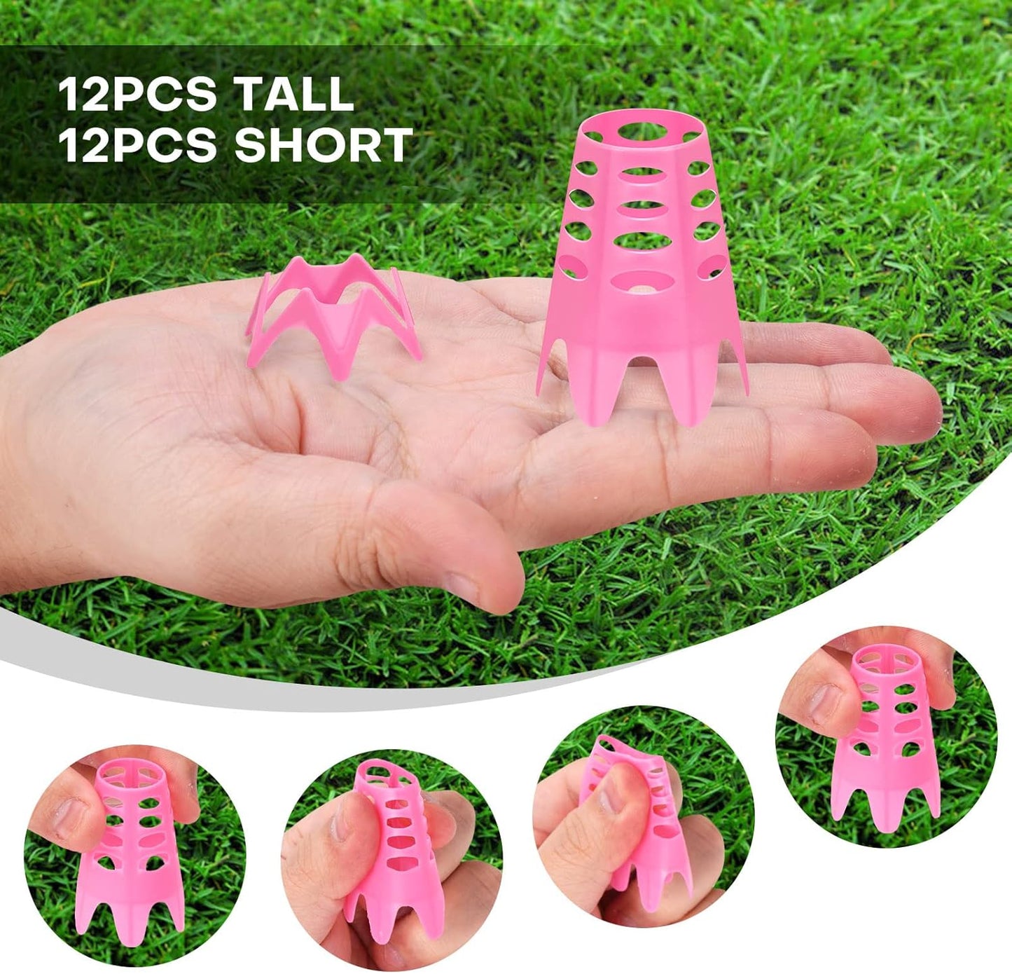 Golf Simulator tees, 24Pcs Plastic Golf Mat Tees for Home, Outdoor or Indoor Golf Tees for Training, Practice Golf tees for Winter Turf and Driving Range, Pack of 12 Tall & 12 Small