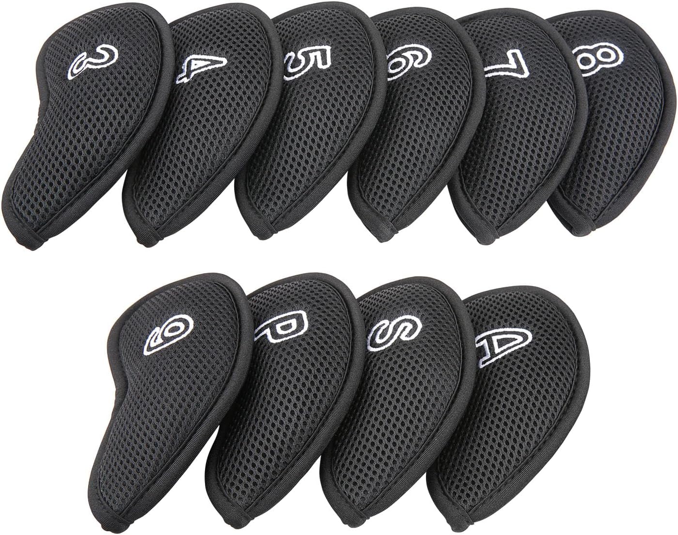 OGECLF Black Thick Mesh Golf Iron Head Covers 3,4,5,6,7,8,9,P,S,A,Lw,Lw fit Right Hand Irons