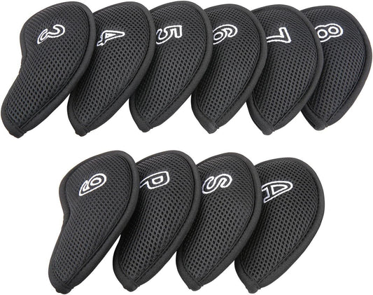 OGECLF Black Thick Mesh Golf Iron Head Covers 3,4,5,6,7,8,9,P,S,A,Lw,Lw fit Right Hand Irons