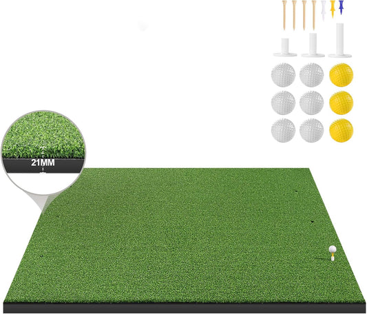 LIBERRWAY Thicken Golf Mat, 5x4ft Practice Turf, Indoor/Outdoor, Training Aid with 9 Golf Balls