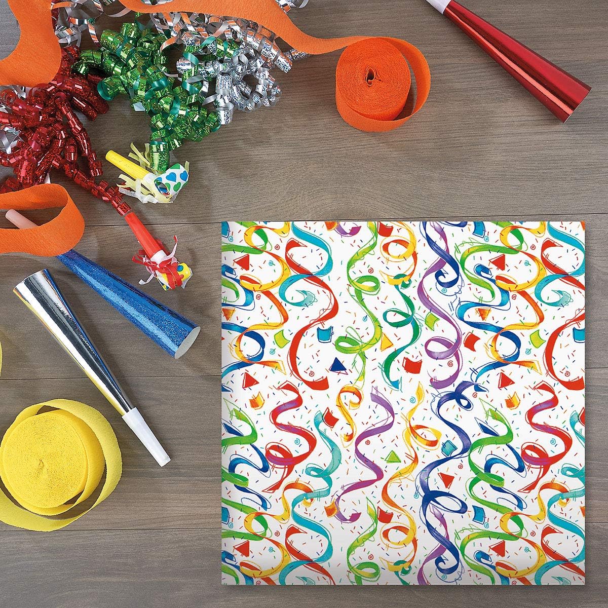 Current Happy Birthday Confetti Jumbo Rolled Gift Wrap - 23 Inches x 32 Feet (61 Square Feet Total), Peek-Proof Party Paper, For Birthdays, Graduations, Baby Showers and More