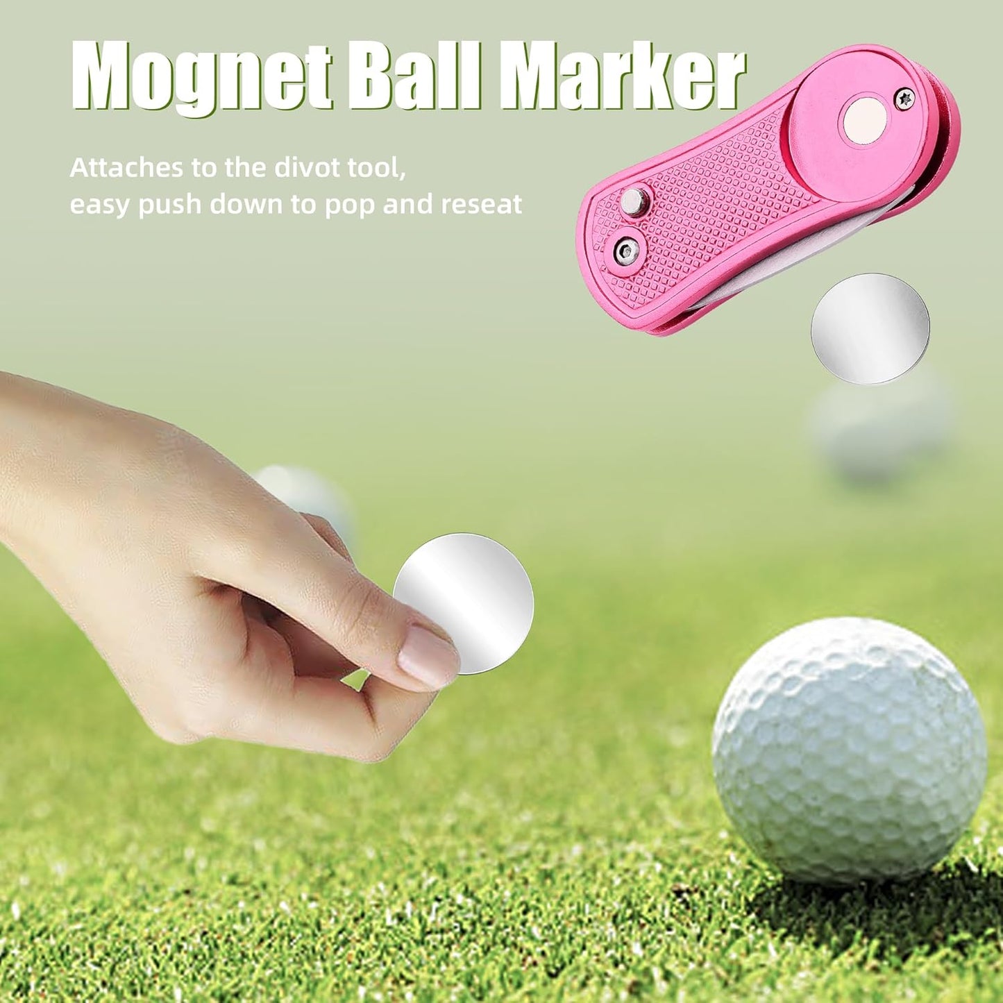 Mile High Life Golf Divot Repair Tool, All Metal Foldable Divot Tool with Pop-up Button & Magnetic Ball Marker