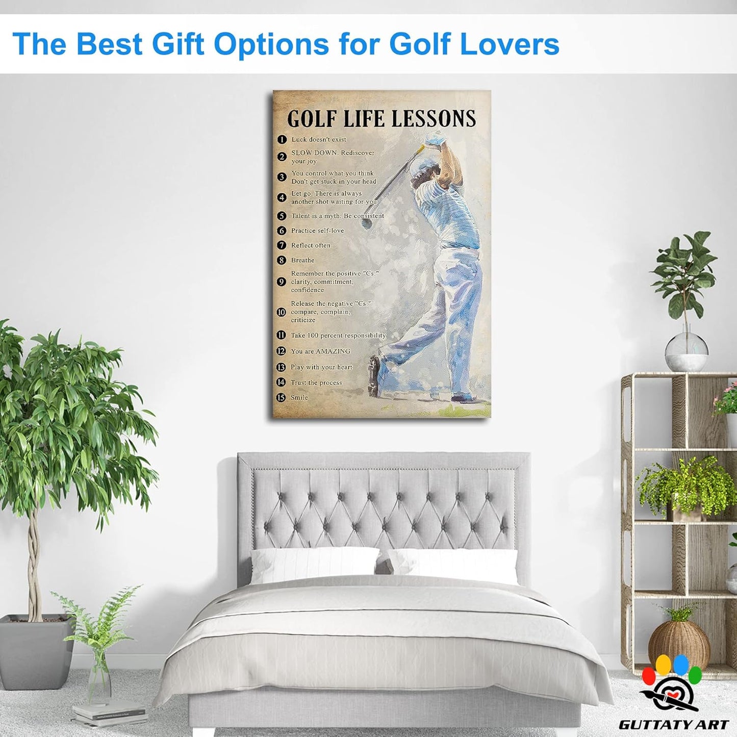 GUTTATY Golf Wall Art, Vintage Golf Pictures Posters Canvas Print Wall Decor for Golfer's Man Cave Home Ofice Ready to Hang (32x48 Inches)